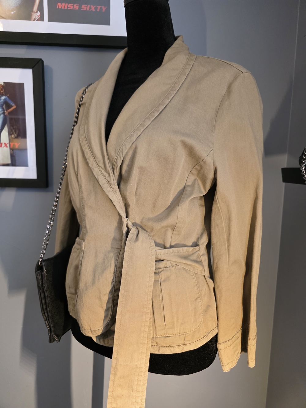 J.Crew Beige Cotton Tie Waist Blazer Jacket Size 8 | Chic Comfort